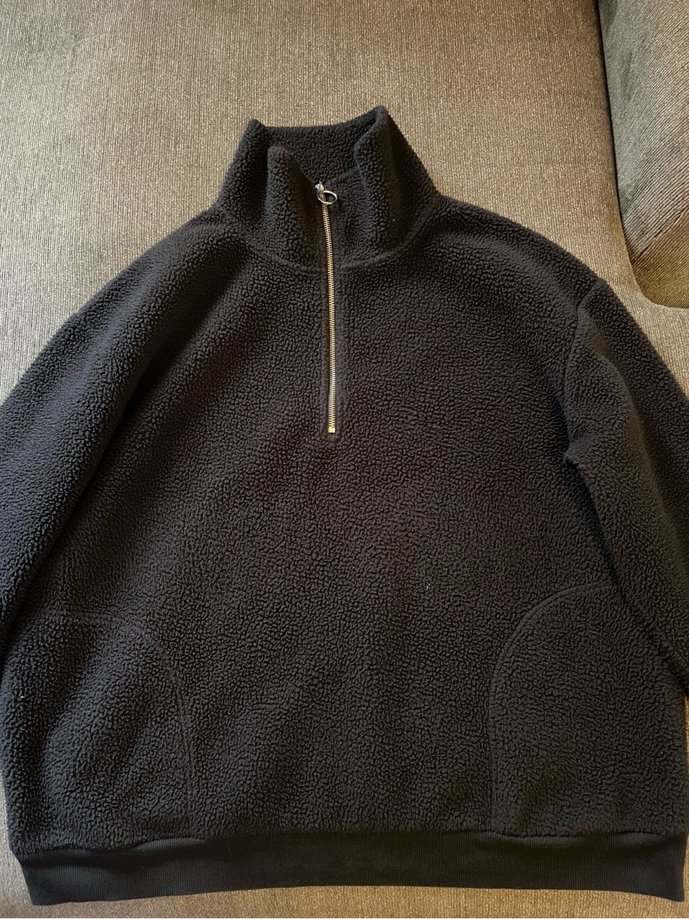 Ava & Viv Black Sherpa Zip-Up Pullover